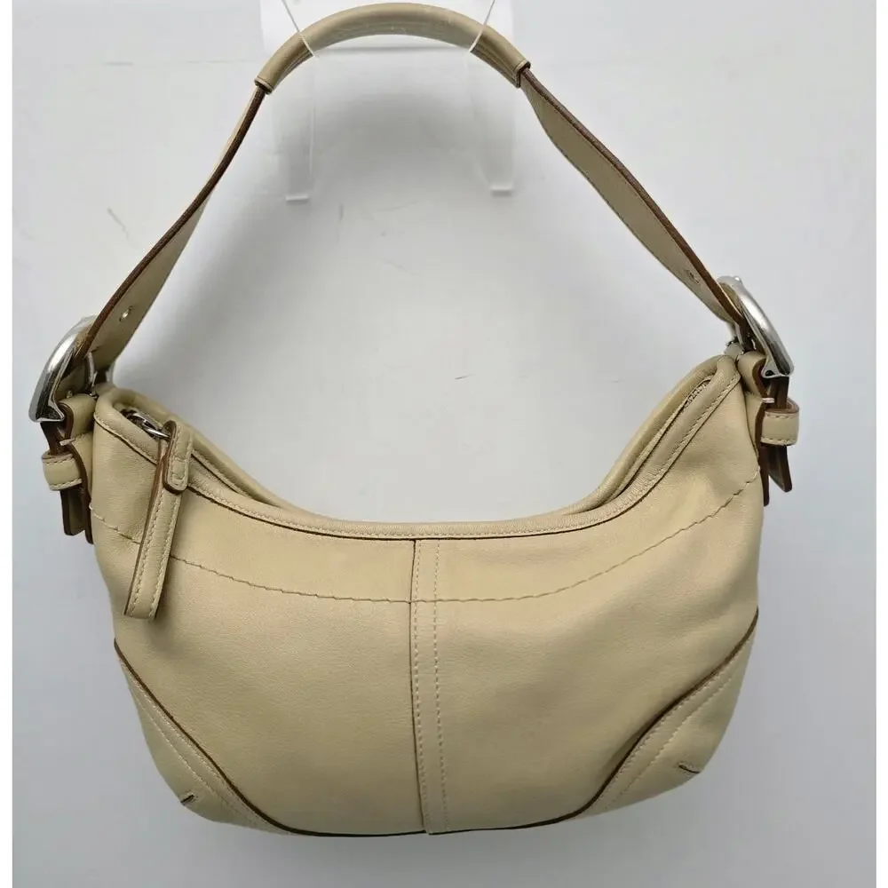 Vintage Coach Y2K Beige Leather Soho Hobo Shoulder Bag 9541 - Picture 4 of 15